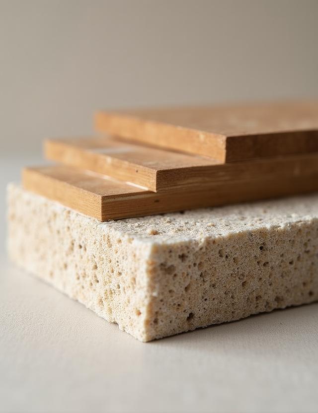 Campioni di materiali da costruzione sostenibili a Pomezia